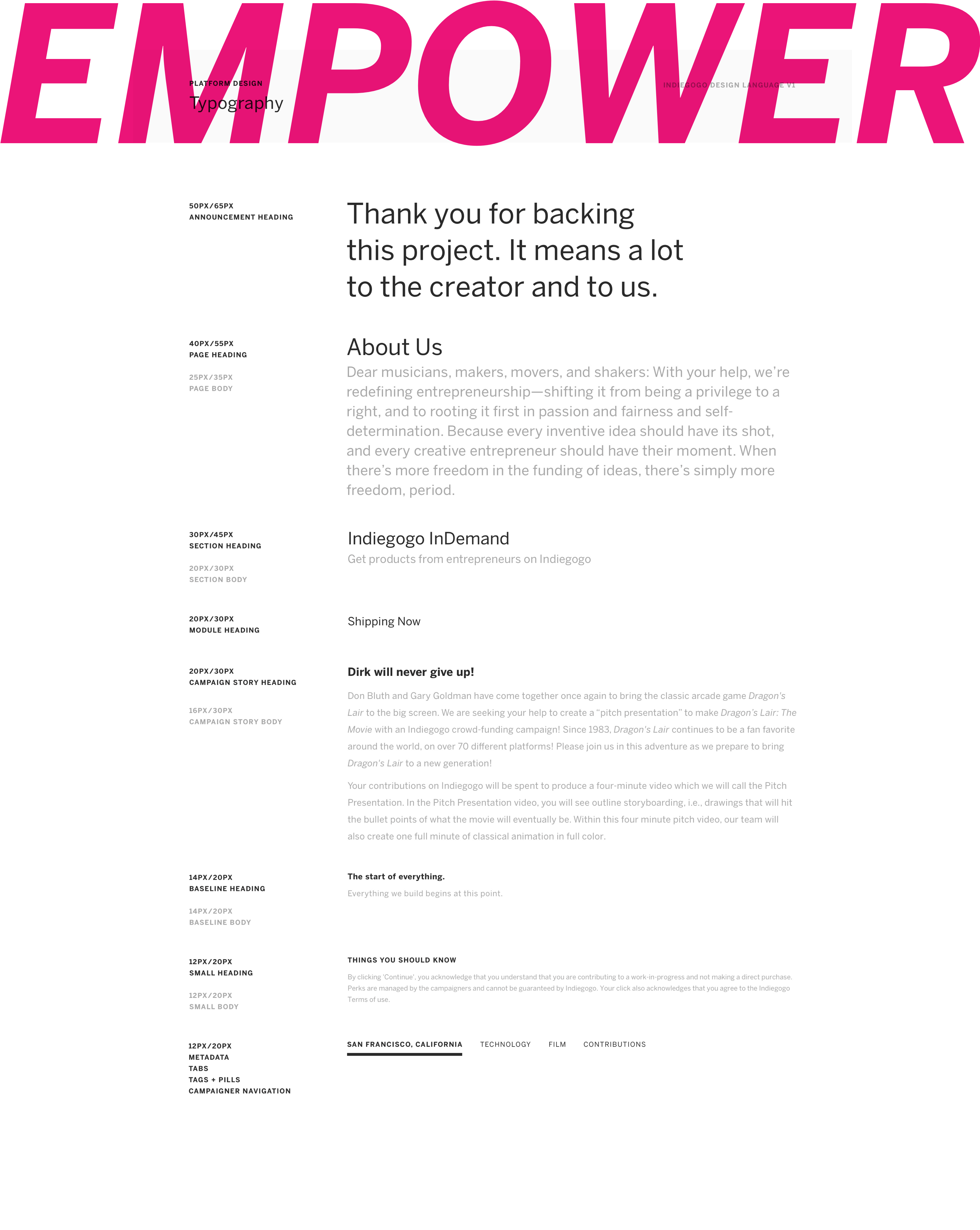 Visual Language Typography page